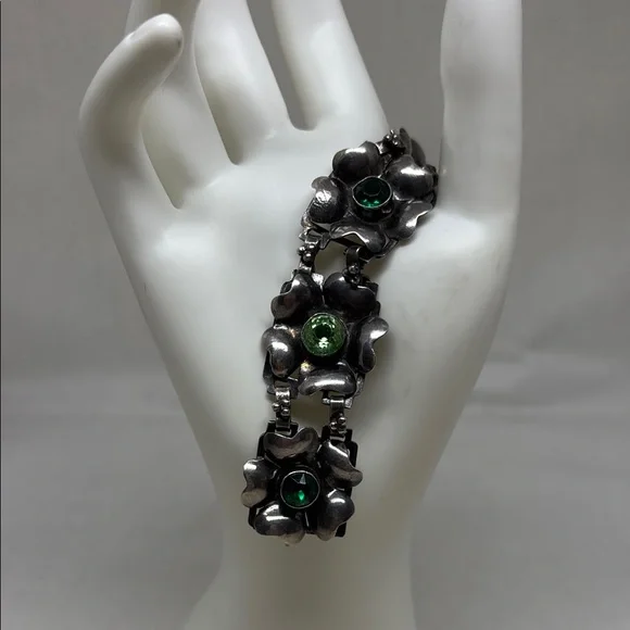 Gorgeous Hobe sterling silver floral bracelet.